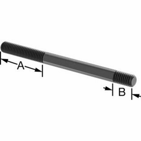 BSC PREFERRED Black-Oxide ST Threaded on Both Ends Stud 3/8-16 Thread Size 5 Long 1-3/4 and 5/8 Long Threads 91025A644